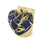 'Molten Heart' Navy Blue Stone Gold Plated Cuff Ring, thumbnail 1 of 2