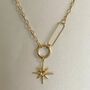 18k Plated Double Layer Star Burst Pendant Necklace, thumbnail 2 of 3