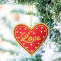Red Love Heart Embroidered Decoration, thumbnail 1 of 4