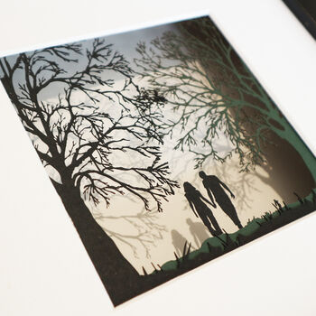 Framed Papercut Silhouette Of Couple Walking, 4 of 11