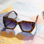 Tortoise Shell Chunky Angled Square Sunglasses, thumbnail 1 of 3