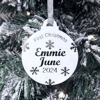 Baby's First Christmas Personalised Bauble, Baby Gift, 6 of 12