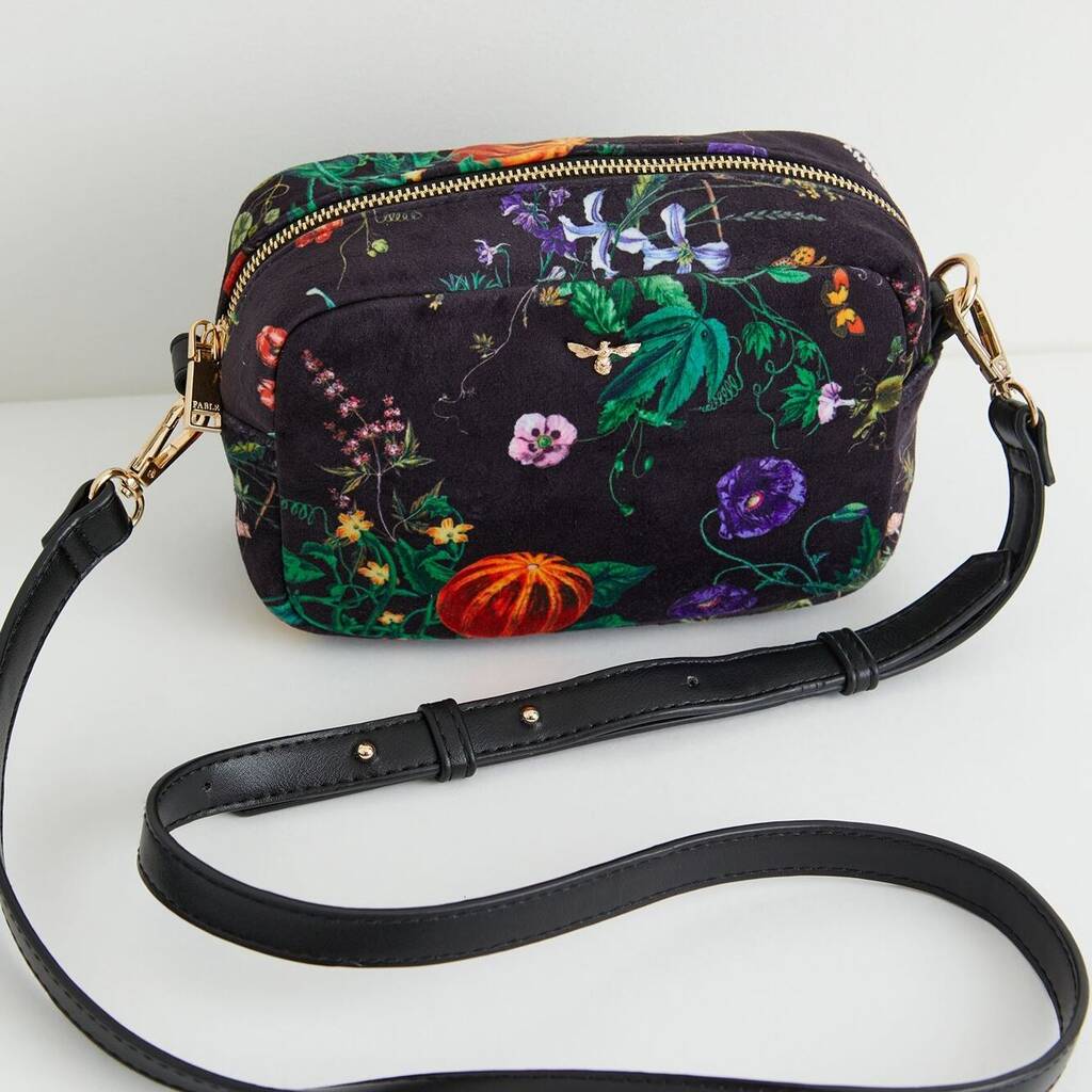 Botanical Velvet Camera Bag By Fable England