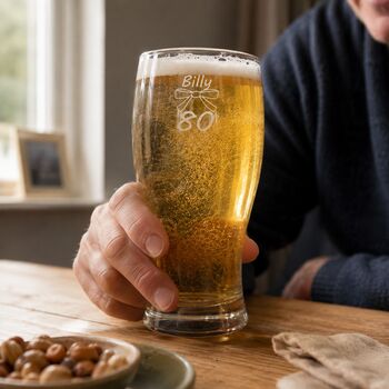 Personalised Pint Glass Engraved For 80th Birthday Gift, 4 of 12