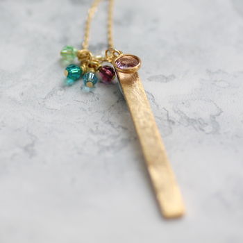 Long Length Family Birthstone Bar Charm Necklace, 7 of 12