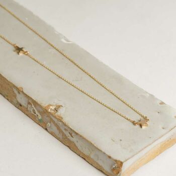 Two Little Solid Gold Star Necklace, 4 of 5