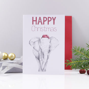 Santa Hat Elephant Christmas Card, 2 of 4