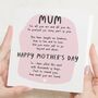 Personalised Mothers Day Poem Card For Mum, thumbnail 1 of 7