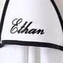 Personalised Baby Hooded Towel With Black Trim, thumbnail 3 of 7