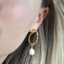 Hoop Pearl Earrings Gold Plated, thumbnail 2 of 4