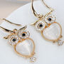 Zircon Moonstone Owl Earrings Gold/Silver Plated, thumbnail 8 of 8