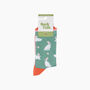 Bunny Rabbit Floral Fluffy Bamboo Socks In Green, thumbnail 4 of 4