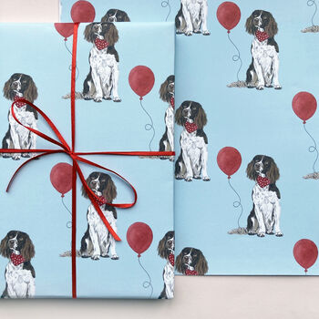 English Springer Spaniel Dog And Balloon Wrapping Paper, 4 of 4
