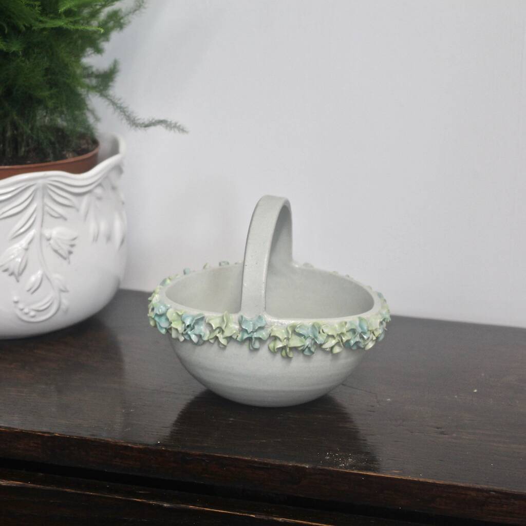 Piped Ceramic Basket In Green By Christina Goodall Ceramics