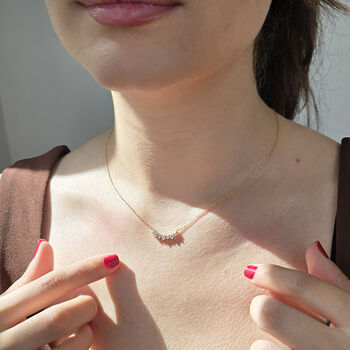 Cluster Sparkling Diamond Gemstone Gold Plated Necklace, 3 of 5