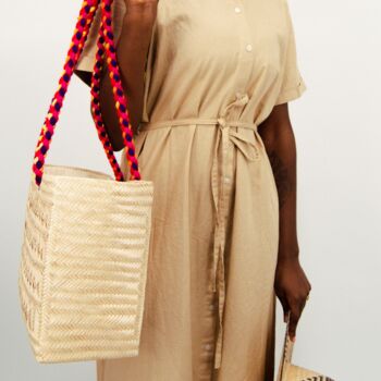 Seranna Natural Patterned Handwoven Basket Bag, 4 of 7