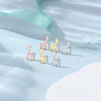 Sterling Silver Tiny Giraffe Stud Earrings, 4 of 12