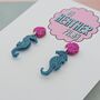 Blue And Pink Seahorse Earrings, thumbnail 3 of 4