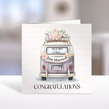 Camper Van Wedding Card Personalised, 3 of 5