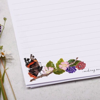A4 Letter Writing Paper With Butterfly And Blackberries, 2 of 4