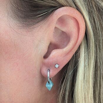 'Octahedron' Amazonite Sterling Silver Hoop Earrings, 2 of 5