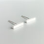 Sterling Silver Textured Bar Stud Earrings, thumbnail 1 of 5