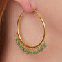 Emerald Beaded Gold Plated Silver Hoops, thumbnail 1 of 12