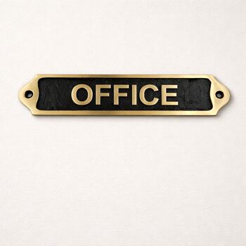 Custom Solid Brass Office Plaque With Black Finish, 6 of 7