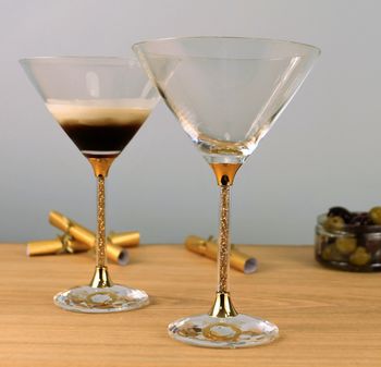 Pair Of 24ct Gold Filled Stem Cocktail Glasses, 2 of 6