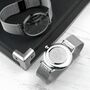 Personalised Men's Metallic Silver Watch/Black Face, thumbnail 1 of 3