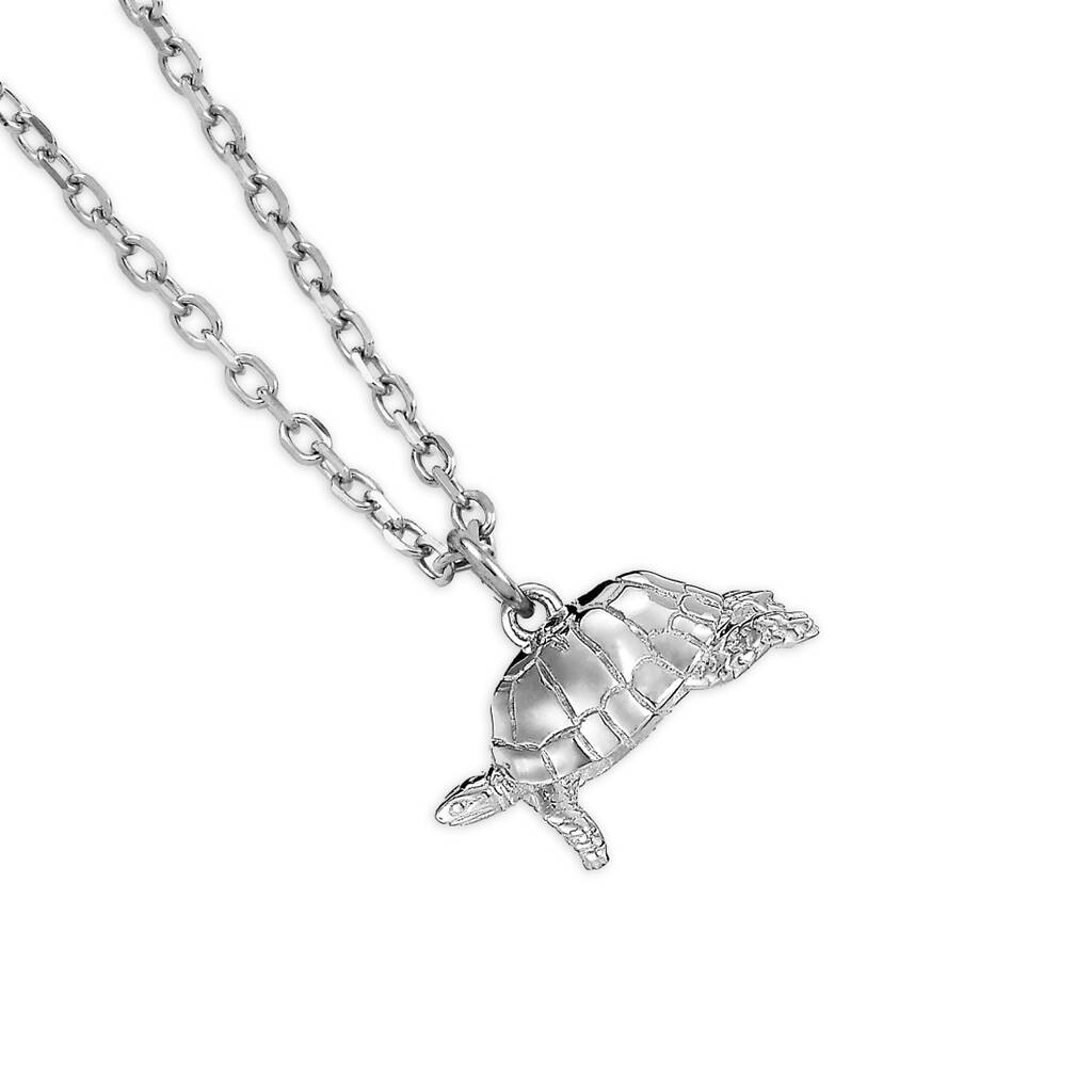 Sterling Silver Tortoise Necklace With Personalisation By Mylee London