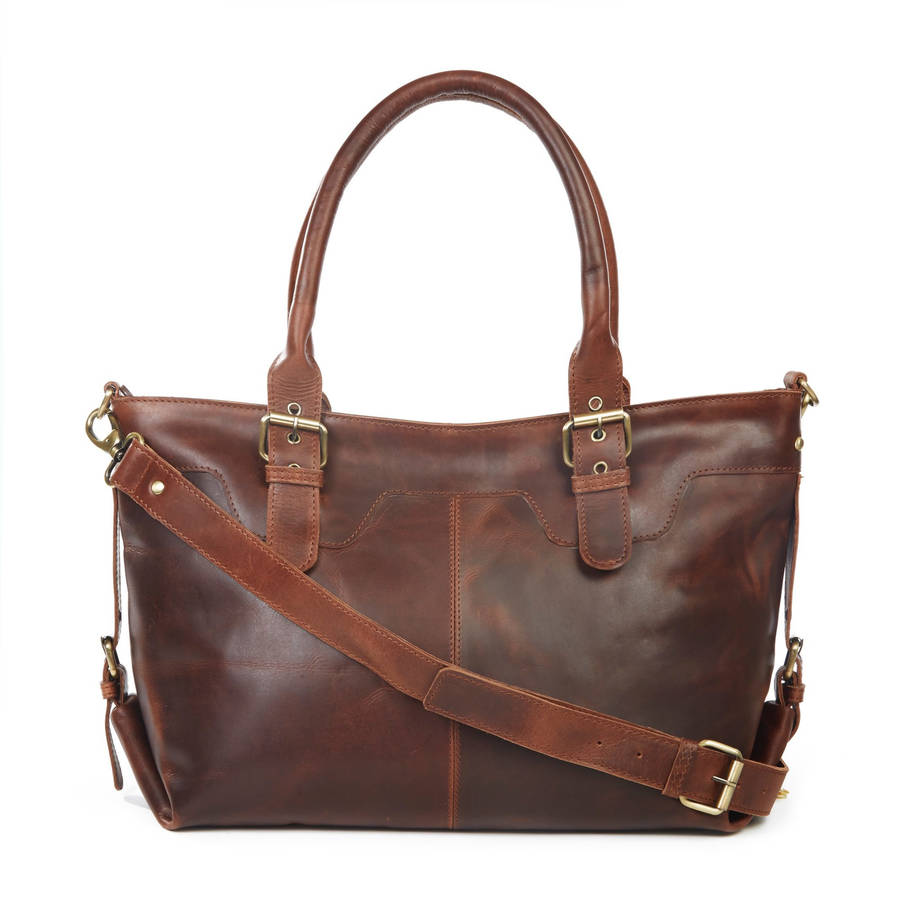 leather buckle tote bag by the leather store | notonthehighstreet.com
