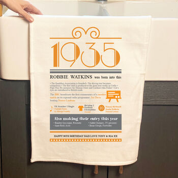 Personalised 90th Birthday Gift Microfibre Tea Towel, 8 of 9