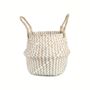 White Small Laundry Basket Wicker Woven, thumbnail 2 of 8
