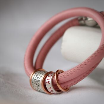 Soft Pink Leather And Silver Medical Alert Bracelet, 5 of 10