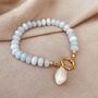 Blue Chalcedony Gemstone And Pearl Bracelet, thumbnail 6 of 6