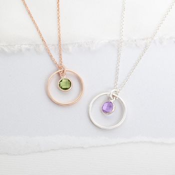 Mini Halo And Birthstone Personalised Sterling Necklace, 2 of 6