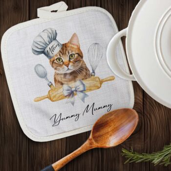 Personalised Cat In Chef Hat Gift Pot Holder / Grab, 8 of 9