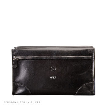 Personalsied Luxury Large Leather Wash Bag. 'The Tanta', 4 of 10