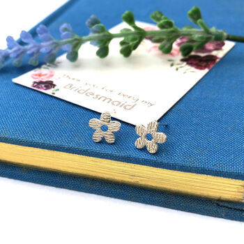 Sterling Silver Thank You Bridesmaid Flower Wedding Earrings, 10 of 11