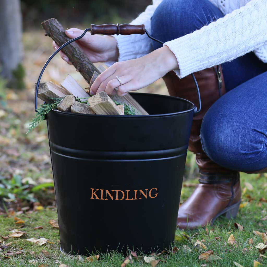 Belmont Black And Copper Fireside Kindling Bucket By Dibor