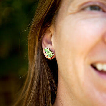 Inky Fern Birch Stud Earrings With Hypoallergenic Posts, 4 of 8