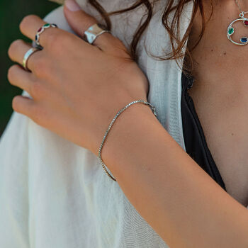 Tiny Cubicle Silver Chain Bracelet, 4 of 7