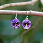 Pansy Purple Flower Drop Earrings, thumbnail 1 of 4