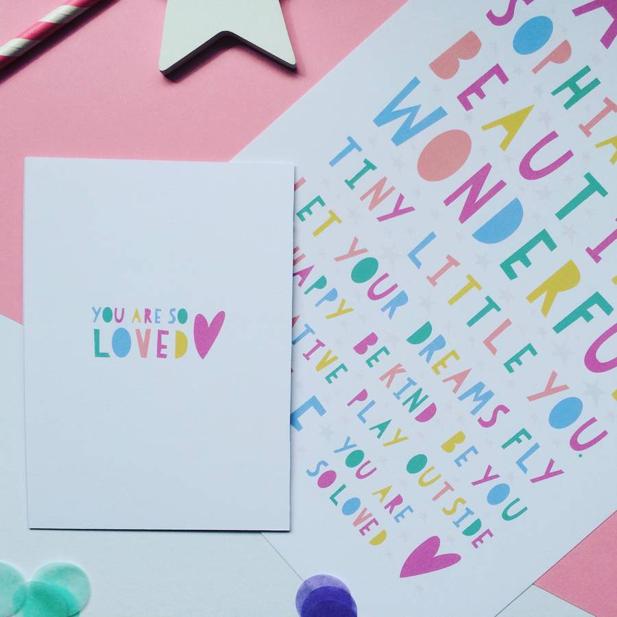 Personalised You Are So Loved New Baby Print By Coupole Carnaby