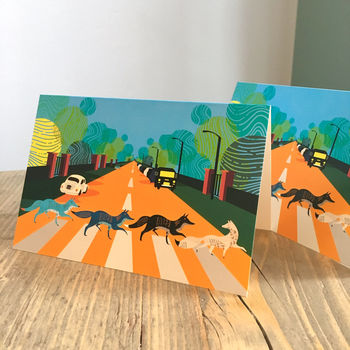 Abbey Road Foxes Greeting Cards, A6 Size, 5 of 6