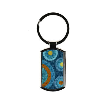 Blue Circles Millefiori Handprinted Keyring, 2 of 6