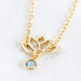 Dainty Lotus Necklace With Birthstone Detail, thumbnail 2 of 6