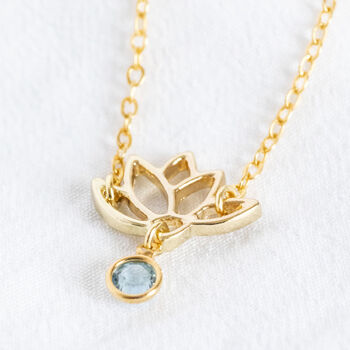 Dainty Lotus Necklace With Birthstone Detail, 2 of 6