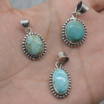 Turquoise Pendant: Sterling Silver, December Birthstone, 4 of 6